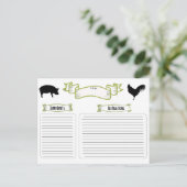 美しいヴィンテージスタイルレシピカードと動物 ポストカード (スタンド正面)