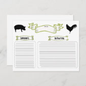 美しいヴィンテージスタイルレシピカードと動物 ポストカード (正面/裏面)