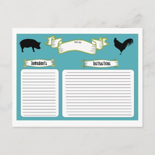 美しいヴィンテージスタイルレシピカード ポストカード (正面)
