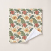 美しいヴィンテージスタイル熱帯花のパターン バスタオルセット (ウォッシュタオル)