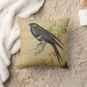 美しいヴィンテージスワローバードフローラコラージュ クッション (ブランケット)