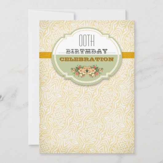 美しいヴィンテージタイポグラフィ誕生日招待状 招待状 (正面)