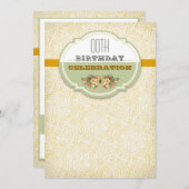 美しいヴィンテージタイポグラフィ誕生日招待状 招待状 (正面/裏面)