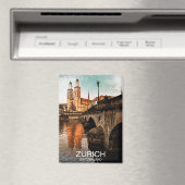 美しいヴィンテージチューリッヒスイスシティビュー マグネット (インサイチュ (食洗機))