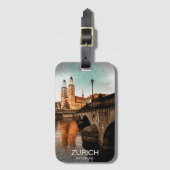 美しいヴィンテージチューリッヒスイスシティビュー ラゲッジタグ (正面縦)