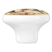 美しいヴィンテージトンボピンクの花蝶 セラミックノブ (側面)