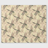 美しいヴィンテージトンボ柄ギフト ラッピングペーパー (フラット)