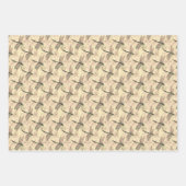 美しいヴィンテージトンボ模様フラット ラッピングペーパーシート (正面3)