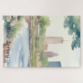 美しいヴィンテージニュージャージーウォーターカラーアート ジグソーパズル (横)