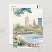 美しいヴィンテージニュージャージーウォーターカラーアート ポストカード (正面/裏面)