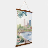 美しいヴィンテージニュージャージーウォーターカラーアート 吊り下げ型タペストリー (傾斜あり)