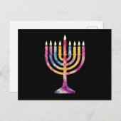 美しいヴィンテージハヌカー（ユダヤ教）メノラーハッピーハヌカー ポストカード (正面/裏面)