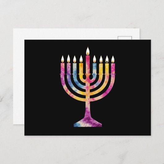 美しいヴィンテージハヌカー（ユダヤ教）メノラーハッピーハヌカー ポストカード (正面/裏面)