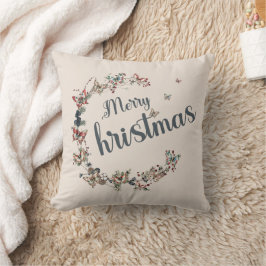 美しいヴィンテージバタフライメリークリスマススロー クッション
