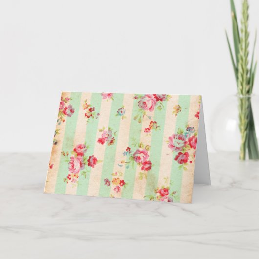 美しいヴィンテージバラその他の花 カード (正面)