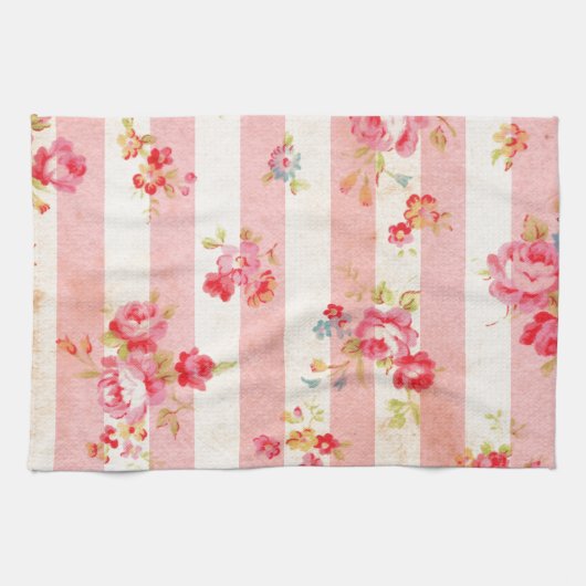 美しいヴィンテージバラその他の花 キッチンタオル (横)