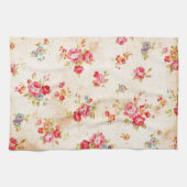 美しいヴィンテージバラやその他の花 キッチンタオル (横)