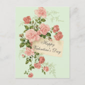 美しいヴィンテージバラハッピーバレンタインデー ポストカード (正面)