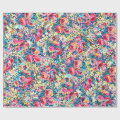 美しいヴィンテージバラフローラ水色ヒョウ ラッピングペーパー (フラット)