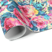 美しいヴィンテージバラフローラ水色ヒョウ ラッピングペーパー (ロールコーナー)