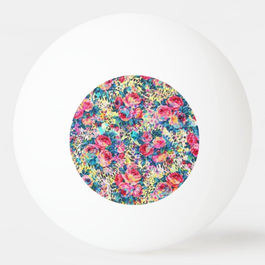 美しいヴィンテージバラフローラ水色ヒョウ 卓球ボール (正面)
