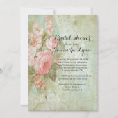 美しいヴィンテージバラブライダルシャワー 招待状 (正面)