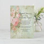 美しいヴィンテージバラブライダルシャワー 招待状 (スタンド正面)