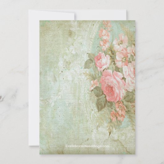 美しいヴィンテージバラブライダルシャワー 招待状 (裏面)