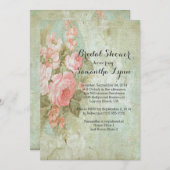 美しいヴィンテージバラブライダルシャワー 招待状 (正面/裏面)