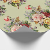 美しいヴィンテージバラ、カスタム ラッピングペーパー (角)