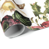 美しいヴィンテージバラ/ダークレッドとアイボリー ラッピングペーパー (ロールコーナー)