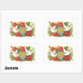 美しいヴィンテージバレンタインデー&バラ 長方形シール (シート)