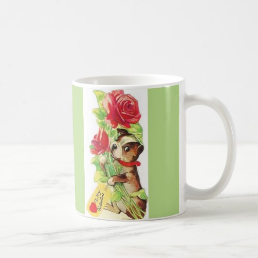 美しいヴィンテージバレンタインボストンテリアパピー コーヒーマグカップ (右)