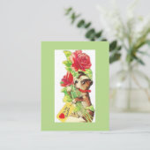 美しいヴィンテージバレンタインボストンテリアパピー シーズンポストカード (スタンド正面)