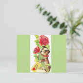 美しいヴィンテージバレンタインボストンテリアパピー シーズンポストカード (スタンド正面)