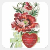 美しいヴィンテージバレンタインポピーブーケ スクエアシール (正面)