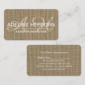 美しいヴィンテージバーラップアポイントメントモノグラム 予約カード (正面/裏面)