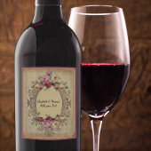 美しいヴィンテージビクトリアンフレームピンクローズワイン ワインラベル