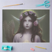 美しいヴィンテージビクトリアンフローラエンジェルデコページ 薄葉紙 (クラフト)