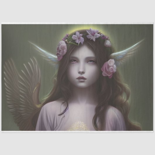 美しいヴィンテージビクトリアンフローラエンジェルデコページ 薄葉紙 (正面)