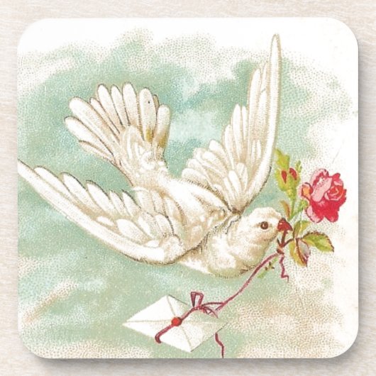 美しいヴィンテージビクトリアン鳩レター コースター (正面)