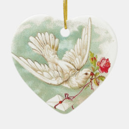 美しいヴィンテージビクトリアン鳩レター セラミックオーナメント