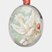 美しいヴィンテージビクトリアン鳩レター メタルオーナメント (左)