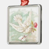 美しいヴィンテージビクトリアン鳩レター メタルオーナメント (左)