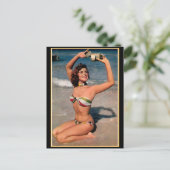 美しいヴィンテージビーチビキニ・バベ！ポストカード ポストカード (スタンド正面)