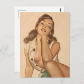 美しいヴィンテージピンアップガールポストカード ポストカード (正面/裏面)