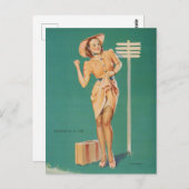 美しいヴィンテージピンアップガールポストカード ポストカード (正面/裏面)