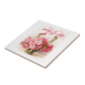 美しいヴィンテージピンクの花のバラ入りバスケット タイル (側面)