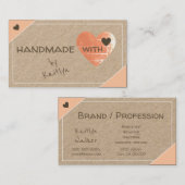 美しいヴィンテージピンククラフト紙かわいらしハート 名刺 (正面/裏面)