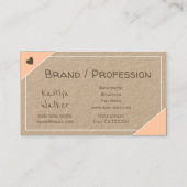 美しいヴィンテージピンククラフト紙かわいらしハート 名刺 (裏面)